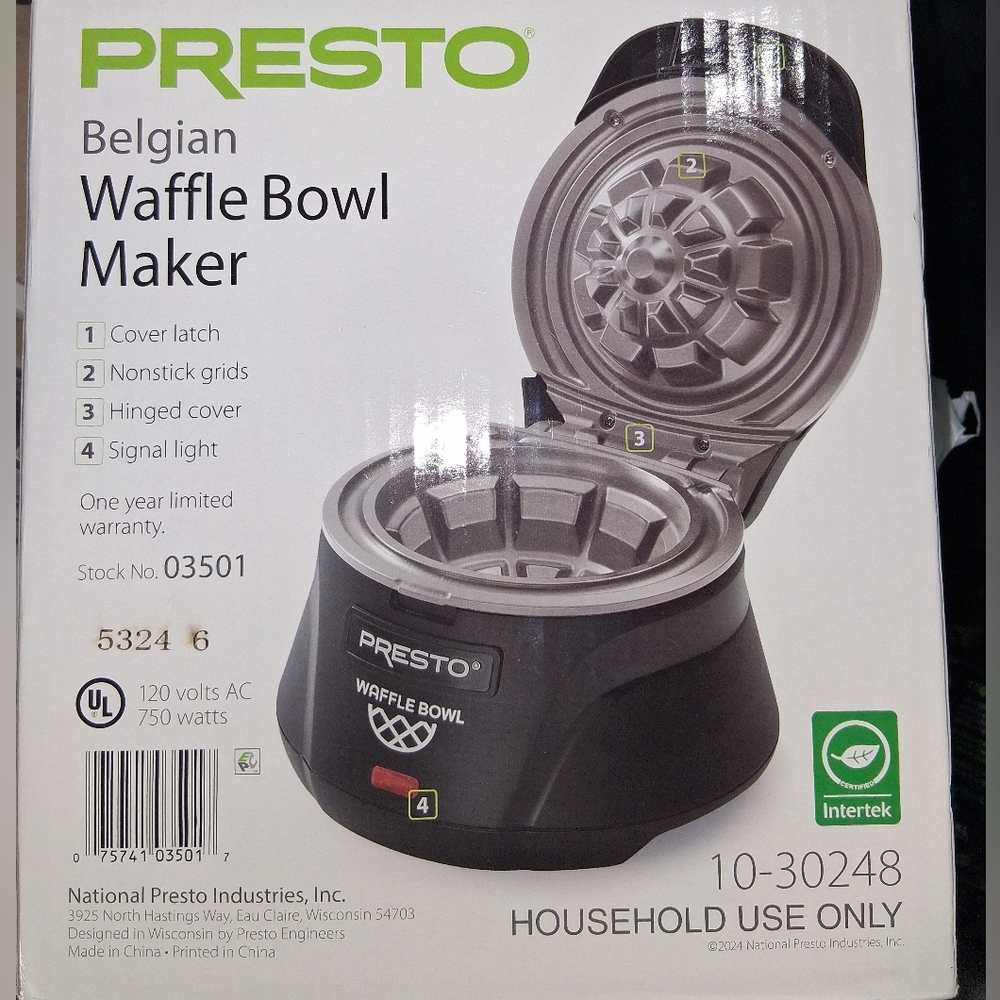 Presto Belgian Waffle Bowl Maker - Black